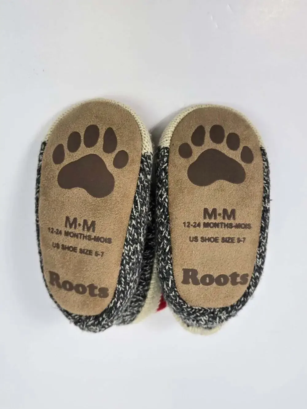 Roots Kids Sock Monkey Knit Slippers Baby 12-24 Months US Size 5-7
